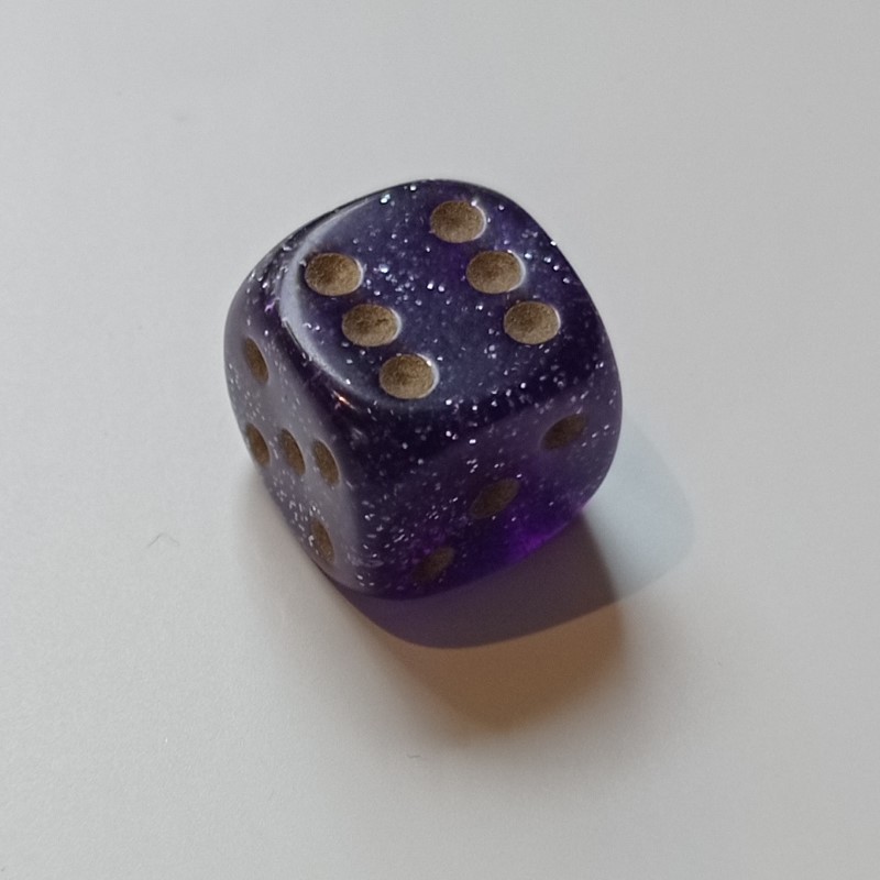 Glitter 15mm Six Sided Spot Dice - Purple